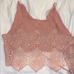 Pink lace crop top